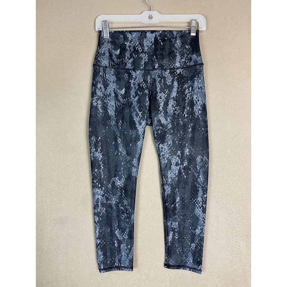 ALO Yoga Pants Womens S Gray Animal Print Crop Mid Rise Pull On Athletic Legging